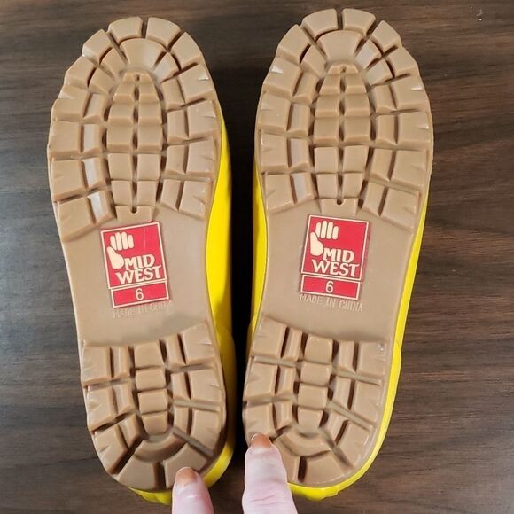 NEW Mid West Rain & Garden Loafers Yellow Rubber Waterproof Booties 6 - Picture 7 of 7